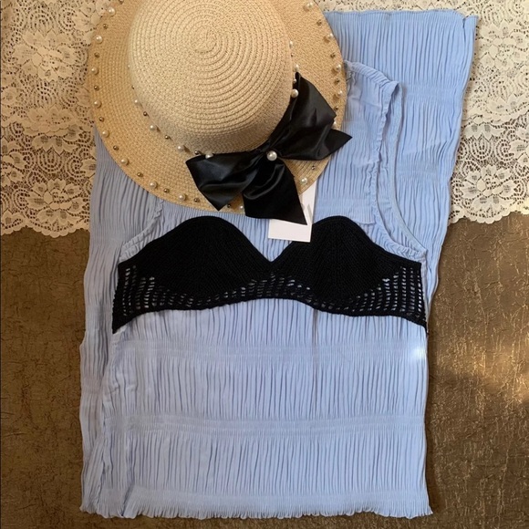 ZARA PLEATED CROCHET DRESS - Picture 2 of 9